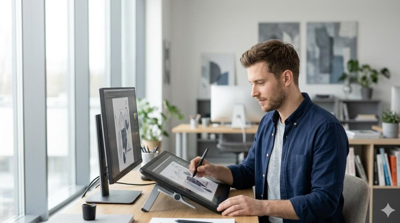 Фото молодого дизайнера, сгенерированное Nano Banana (источник gemini.google.com)