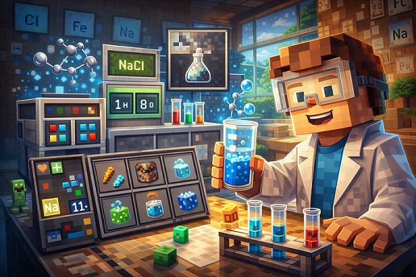 Создаем элементы, собираем соединения и проводим эксперименты в лаборатории Minecraft Education