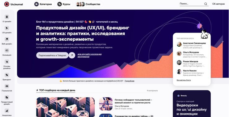 Главная страница платформы ux-journal.ru