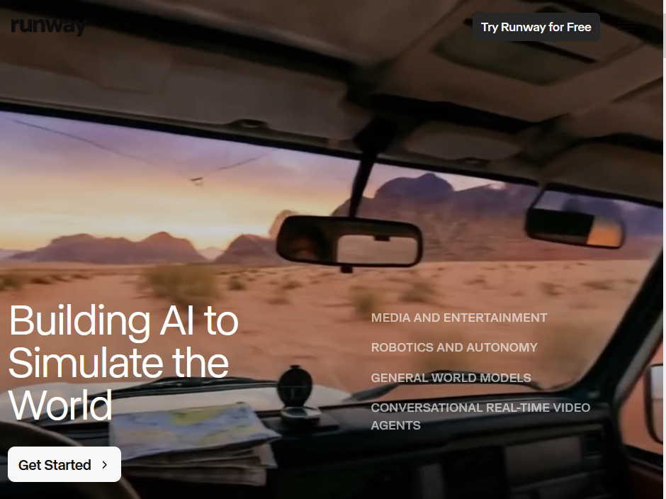 Стартовая страница платформы Runway (источник runwayml.com)
