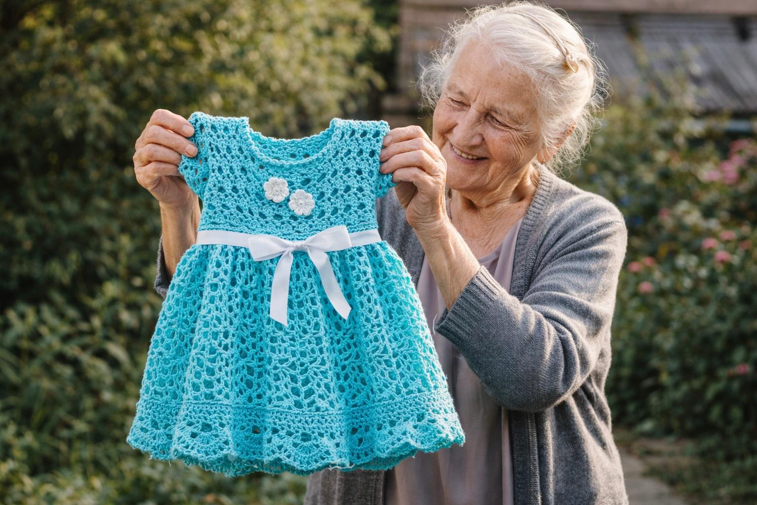 Бабушка связала платье