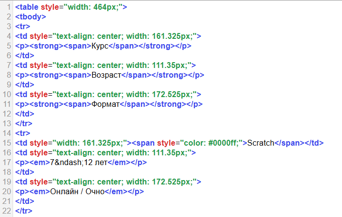Код с примененными стилями