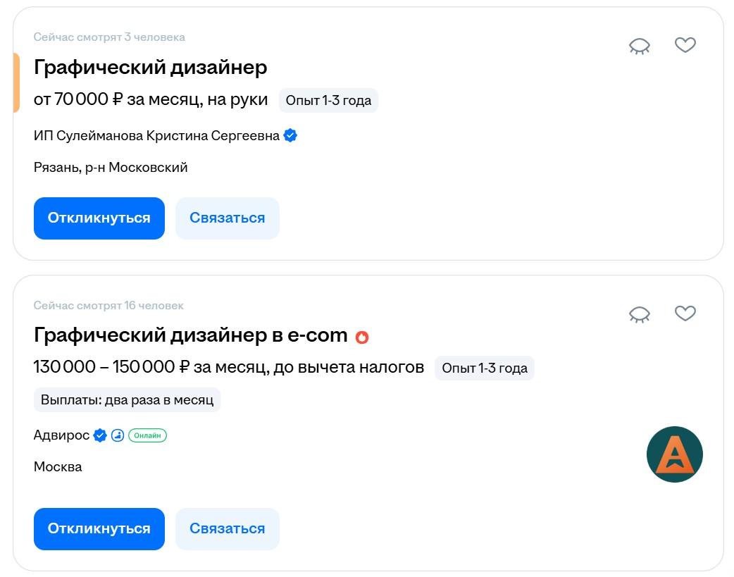 Вакансии графических дизайнеров на hh.ru