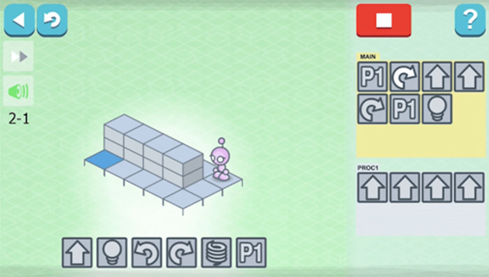 Интерфейс игры Lightbot
